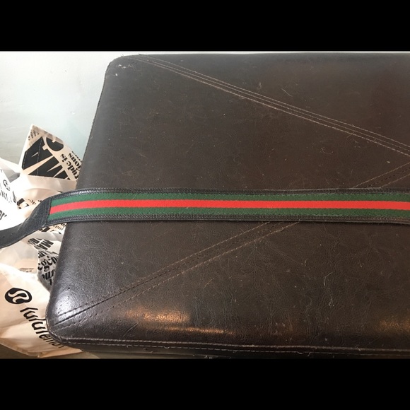 Gucci red green stripes w/ leather & silver buckle